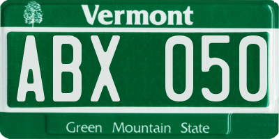 VT license plate ABX050