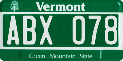 VT license plate ABX078