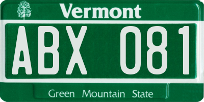VT license plate ABX081
