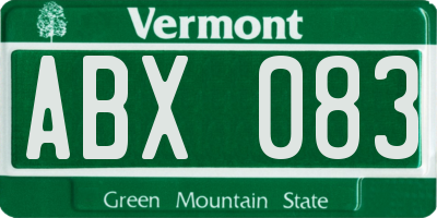 VT license plate ABX083
