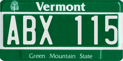VT license plate ABX115