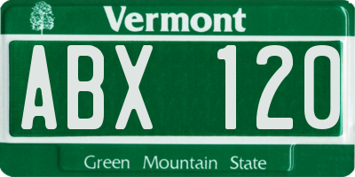 VT license plate ABX120