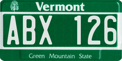 VT license plate ABX126