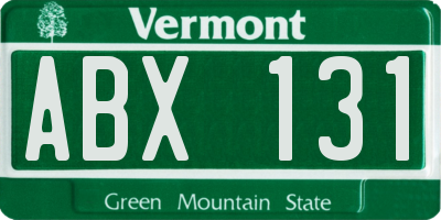 VT license plate ABX131