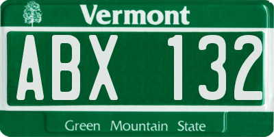 VT license plate ABX132