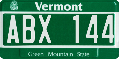 VT license plate ABX144