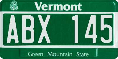 VT license plate ABX145