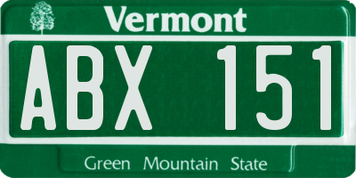 VT license plate ABX151
