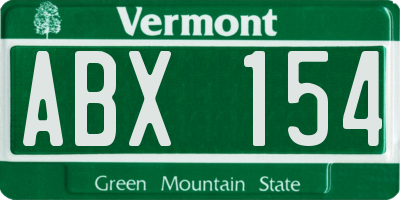 VT license plate ABX154