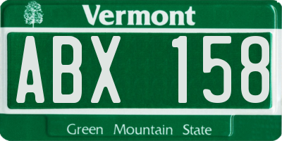 VT license plate ABX158