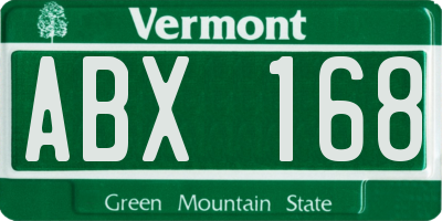VT license plate ABX168