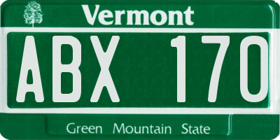 VT license plate ABX170