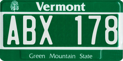 VT license plate ABX178