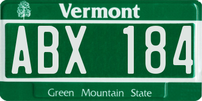 VT license plate ABX184