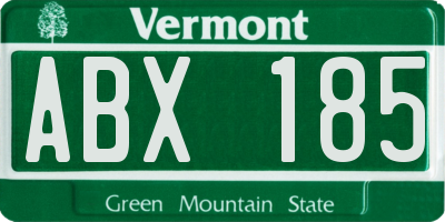 VT license plate ABX185