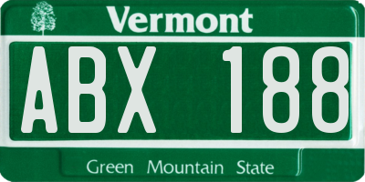 VT license plate ABX188