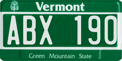 VT license plate ABX190