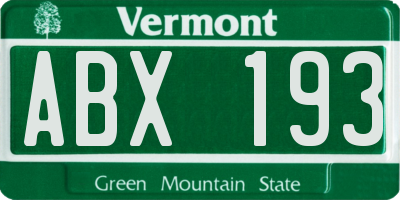 VT license plate ABX193