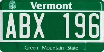 VT license plate ABX196