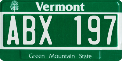 VT license plate ABX197