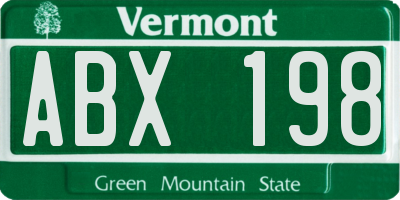 VT license plate ABX198