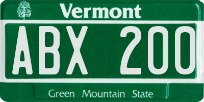 VT license plate ABX200