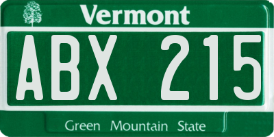 VT license plate ABX215