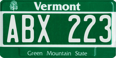 VT license plate ABX223