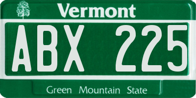 VT license plate ABX225