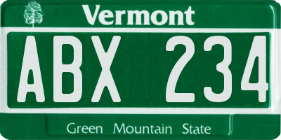 VT license plate ABX234