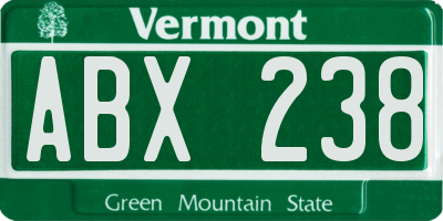 VT license plate ABX238