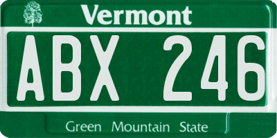 VT license plate ABX246