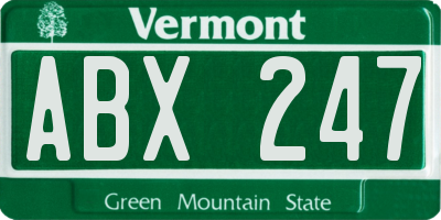 VT license plate ABX247