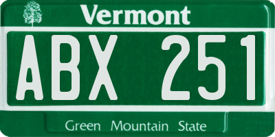 VT license plate ABX251