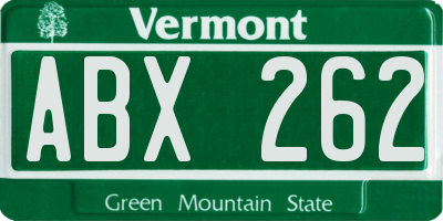 VT license plate ABX262