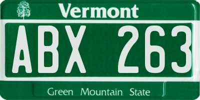 VT license plate ABX263