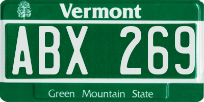 VT license plate ABX269