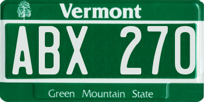 VT license plate ABX270