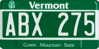 VT license plate ABX275