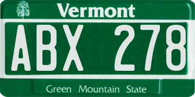 VT license plate ABX278