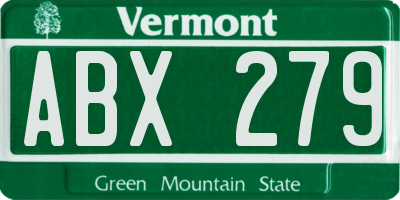 VT license plate ABX279