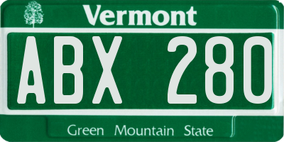 VT license plate ABX280