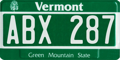 VT license plate ABX287