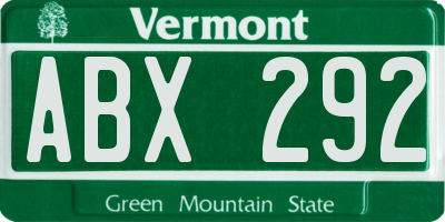 VT license plate ABX292