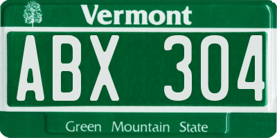 VT license plate ABX304