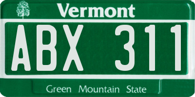 VT license plate ABX311