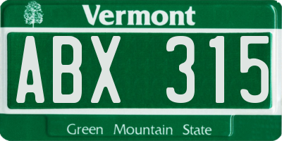 VT license plate ABX315