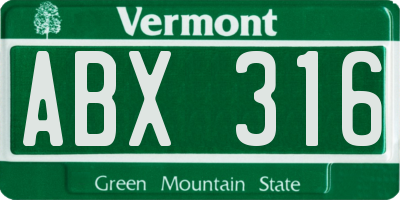 VT license plate ABX316