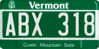 VT license plate ABX318