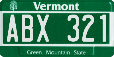 VT license plate ABX321